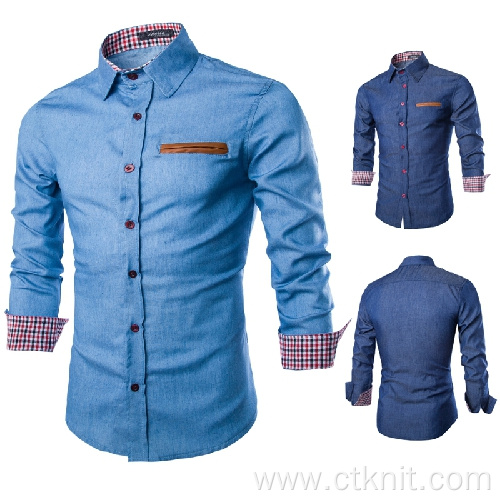 Mens denim color fashion shirt